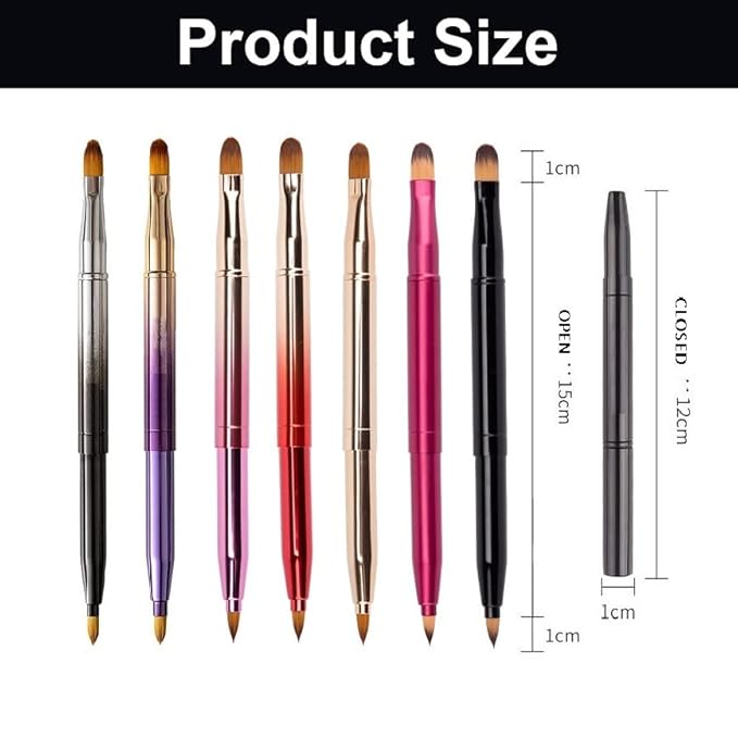 Exquisite Professional Lip Brush Applicators-Retractable Lipstick Brushes- Lipstick Gloss Makeup Brush Tool For Women and Girls (Two-Head-Gradient Red)