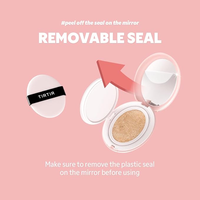 TIRTIR Mask Fit All Cover Pink Cushion Foundation | High coverage, Velvety Matte Finish, Lightweight, Flawless, Corrects Redness, Korean Cushion (#21N Ivory, Full Size, 0.63 Fl Oz)