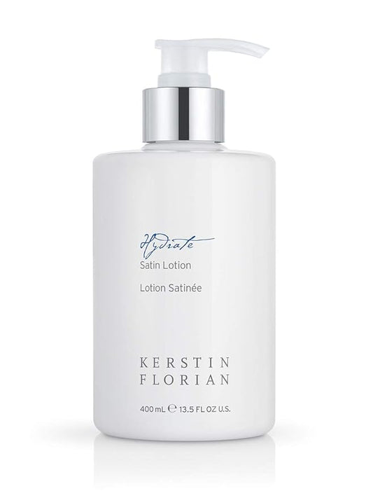 Kerstin Florian Satin Lotion | Lightweight Body Moisturizer with Aloe & Jojoba Oil | Soothes Dry Skin | 13.5 fl oz
