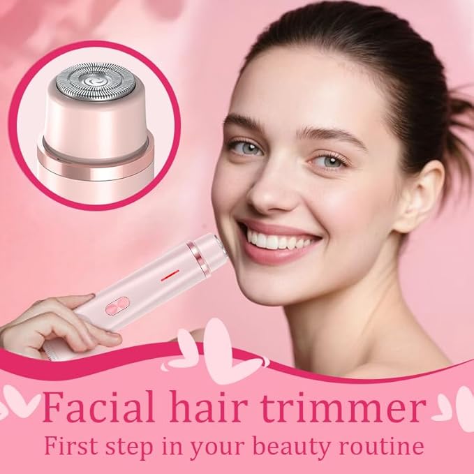 Bikini Trimmer for Women, Electric Shaver and Razor Rechargeable 2-in-1 Body and Facial Epilator, Dual Heads for Painless Trimming of Pubic Hair, Face, Underarms and Legs, Summer Gift