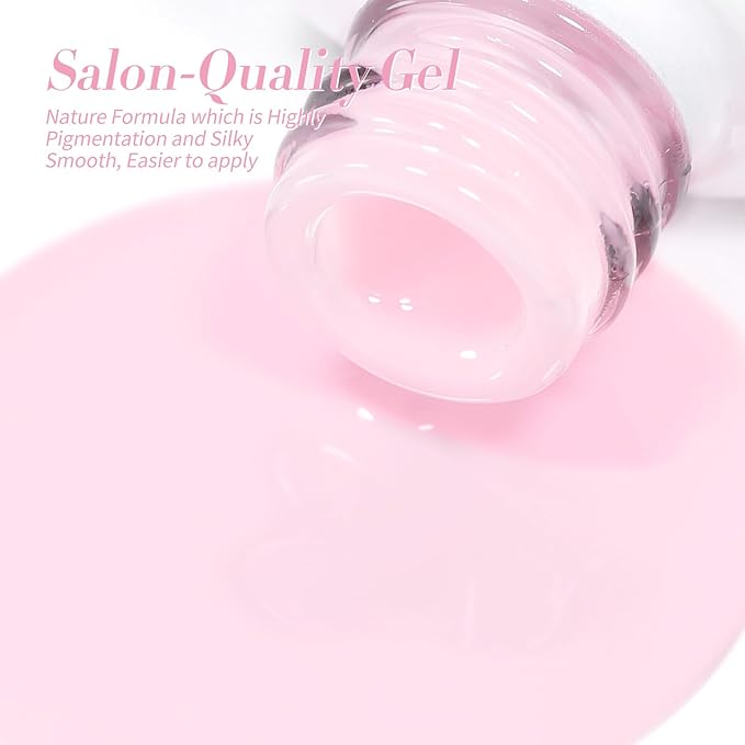Born Pretty French Manicure Gel Nail Polish French Base Color Gel Polish Jelly Gel Nail Polish Set Sheer Milky Jelly Nude Pink Gel Polish Nail Art DIY at Home 6PCS