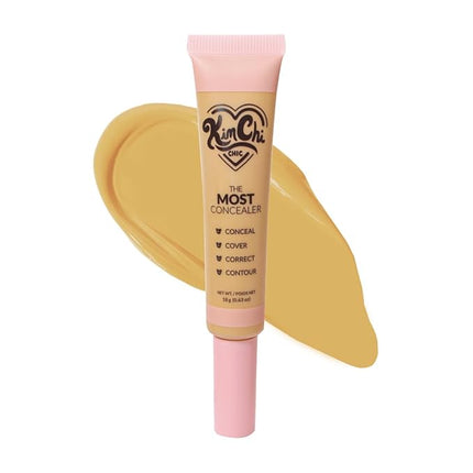 KimChiChic Beauty The Most Concealer | Full Coverage Water Resistant Multi-Use Concealer | Conceal, Correct, Contour & Highlight | Matte Satin Hybrid Finish | Brush Applicator, 0.63 oz, 25-Yellow