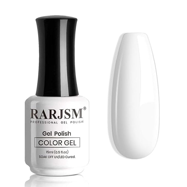 RARJSM Gel Nail Polish, 15ML Pure White Gel Polish UV LED Nail Gel Varnish Soak Off Gel Polish Nail Art Manicure Salon DIY at Home, 0.5 fl.oz