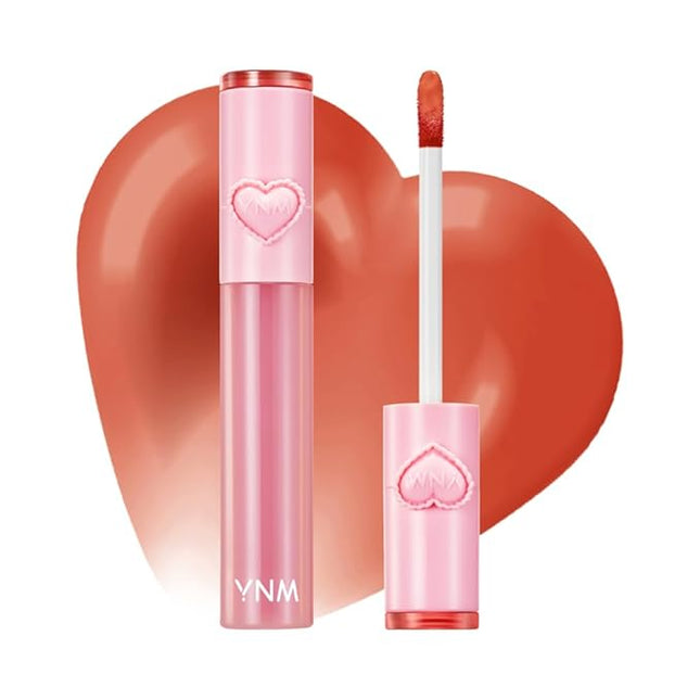 YNM Heart Jelling Tint, CHESTNUT JELLING, Silicone Lip Brush Included, K-Beauty, Non-Sticky, Moisturizing, Smudge-Proof, Korean Lip Tint, Long-Lasting, Vivid Color, 0.09 oz