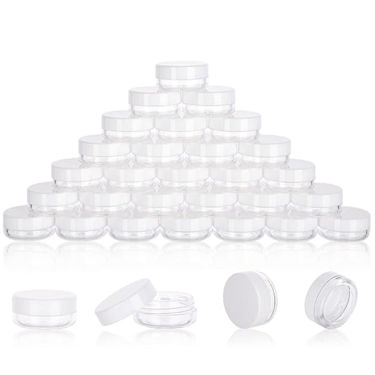 3 Gram Sample Containers With Lids, 200 Count Tiny Jars, Empty Lip Balm, Mini Cosmetic Containers, Makeup Travel With Labels, Mini Disposable Spatulas