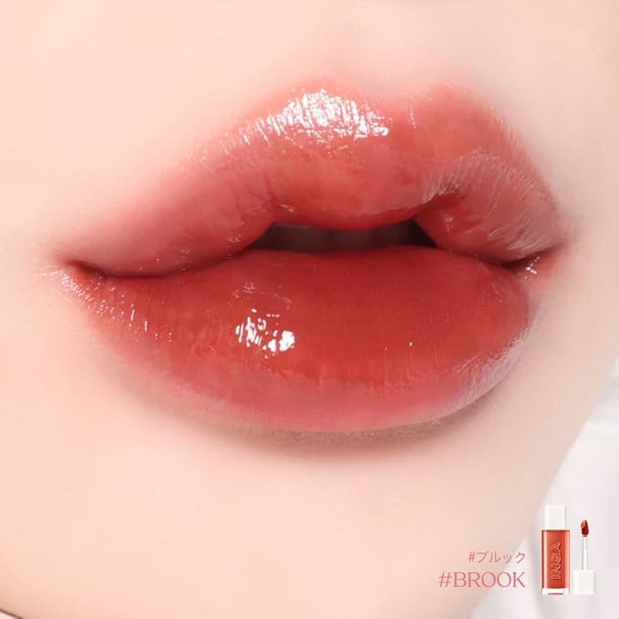INGA Water Glow Lip Tint | Hydrating, Glossy Korean Lip Tint with Sheer Color & Glass-Like Shine | Long-Lasting, Non-Sticky Korean Lip Stain (BROOK)