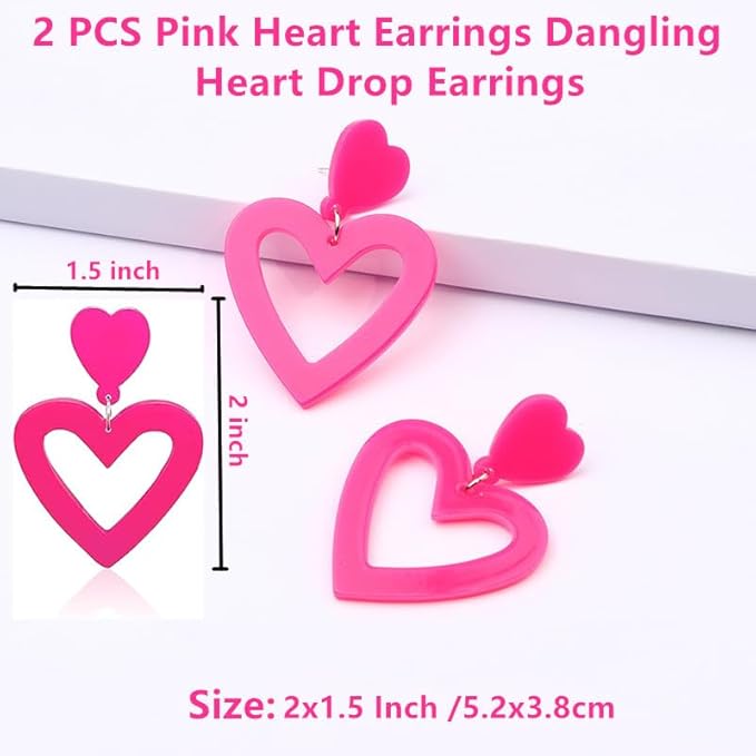 Go Ho Pink Body Glitter Gel and 2 PCS Heart Earrings for Women,Sparkle Holographic Chunky Sequins Glitter Gel with Pink Heart Earrings for Singer Concerts Makeup