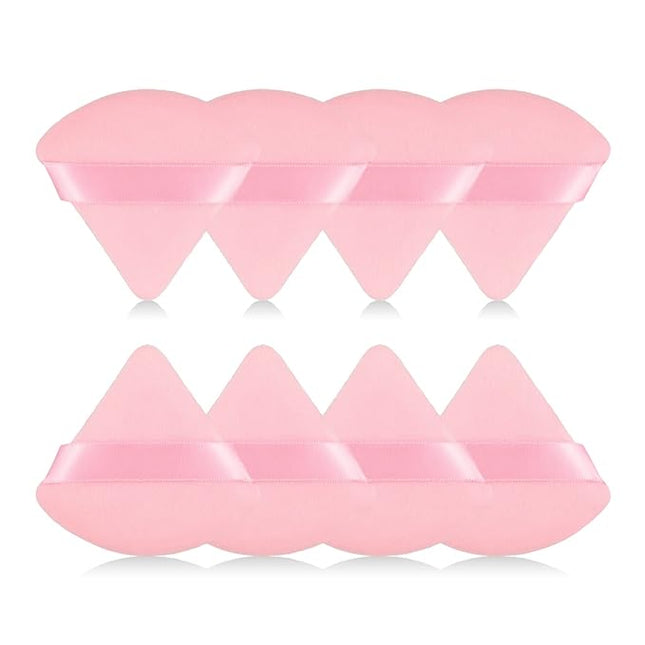 8Pcs of Triangular Powder Puff Makeup Sponges, Made of Super-soft Velvet, Designed for Contouring, Eye, and Corner, Beauty Blender Foundation Mixing Container.