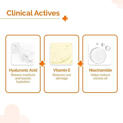 The Derma Co 1% Hyaluronic Sunscreen Aqua Gel with SPF 50 & PA++++ | Broad Spectrum UVA/B & Blue Light Protection | Lightweight & Quick Absorbing with Vitamin E | 1.76 Oz/50g