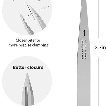 Pointed Tweezers for women Facial hair, Precision Tweezers for Eyebrows, Chin Hair，Ingrown Hair, Splinters, Glass Removal（Silver）