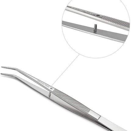 Stainless Steel Tweezers, with Curved Serrated Tip Multipurpose Sewing Machine Tweezers Forceps for Craft Repairing (5PCS)