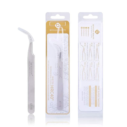 BEYELIAN Eyelash Extension Tweezers, Professional Lashes Tweezers for Make Fans, Curved Tip Stainless Steel ST-15