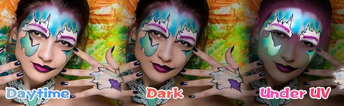 18 Pack Glow in The Dark Paint, Face Body Paint Sticks Makeup Painting Kits for Kids Adult, Neon UV Crayons Kit for Halloween and Parties