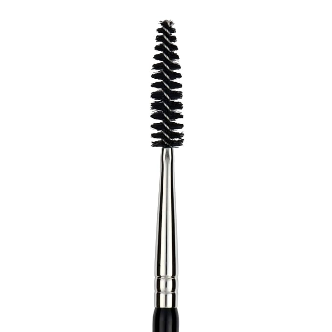 Bdellium Tools Professional Makeup Brush - Maestro Series 728 Double-ended Bent Lash Fan and Spoolie - With All-Vegan Synthetic Fibers, For Achieving Clean, Clump-free Mascara Application (Black, 1pc)