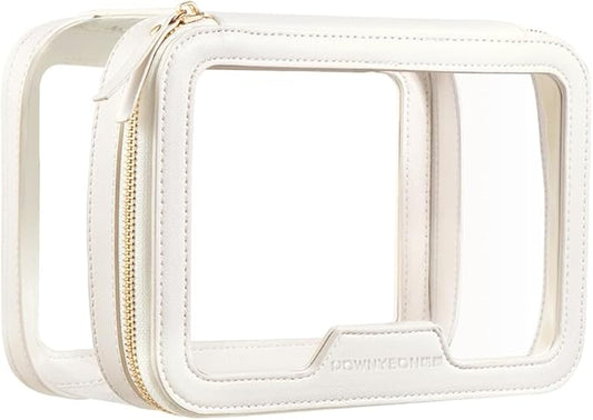 ROWNYEON Clear Makeup Case Toiletry Bag Multipurpose Travel Makeup Train Case Portable Cosmetic Organizer Transparent Storage Bag