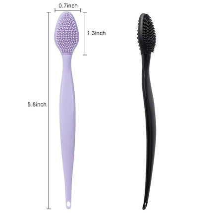 Silicone Lip Scrub Brushes, Beomeen Black Double-Sided Exfoliating Lip Brush Soft Silicone Lip Scrubber Exfoliator Tool Blackhead Remover for Skincare