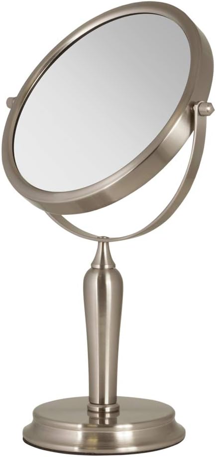 Zadro Anaheim 8.75” Round Non-Lighted Makeup Mirror 5X 1X Magnifying Makeup Mirrors Rotating Head Makeup Mirror for Desk