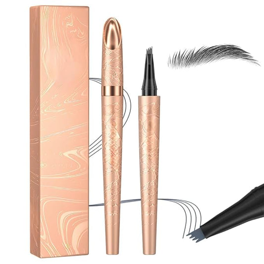 Microblading Eyebrow Pen, 2025 New Premium Waterproof Eyebrow Pencil, Eye Brow Pen with 4 Tip, Long-Lasting Natural Magic Eyebrow Makeup Fine Stroke Contouring Pencil Stay on All Day (Gray)