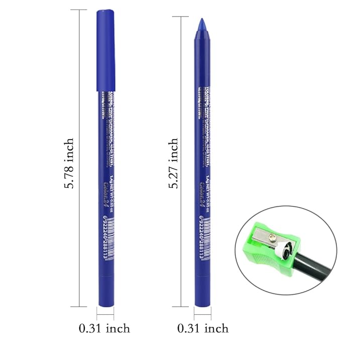 Kaely Gel Eyeliner Pencil for Women, Ruby Blue Eye Liner Waterproof Smudge Proof with Sharpener, Waterline Eye Makeup Liners, delineador de ojos contra el agua, Vegan & Cruelty-Free, 24