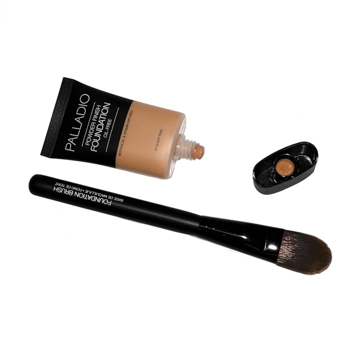Palladio Foundation Brush, Flat Tapered Brush, Liquid and Cream Foundations, Flawless Blending, Smooth Finish, Synthetic Natural Bristles, Soft Feel, Comfortable Grip, Professional Application