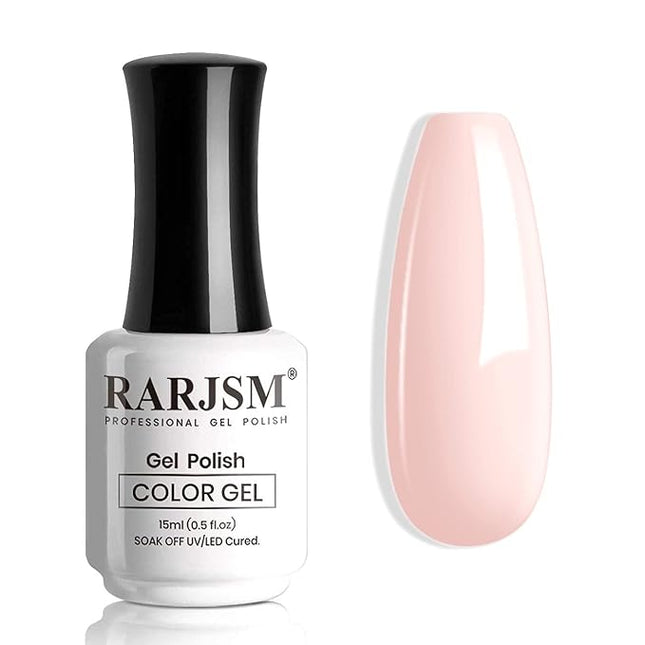 RARJSM Nude Pink Gel Nail Polish, Bubble Gel Polish Bare Collection Soak Off UV LED Nail GelPolish Nail Art Starter Manicure Salon DIY at Home 15ML