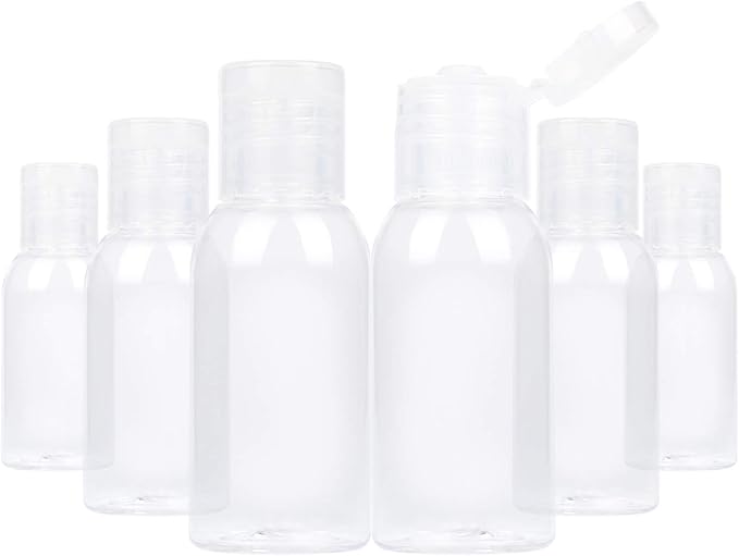TrendBox 12 Pack Plastic Empty Bottles with Flip Cap for Shampoo, Lotions, Liquid Body Soap, Cream (1 oz / 30 ml)