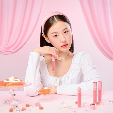 YNM Heart Jelling Tint, CHERRY JELLING, Silicone Lip Brush Included, K-Beauty, Non-Sticky, Moisturizing, Smudge-Proof, Korean Lip Tint, Long-Lasting, Vivid Color, 0.09 oz