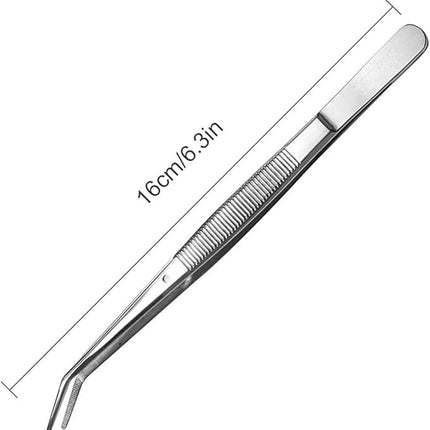 Stainless Steel Tweezers, with Curved Serrated Tip Multipurpose Sewing Machine Tweezers Forceps for Craft Repairing