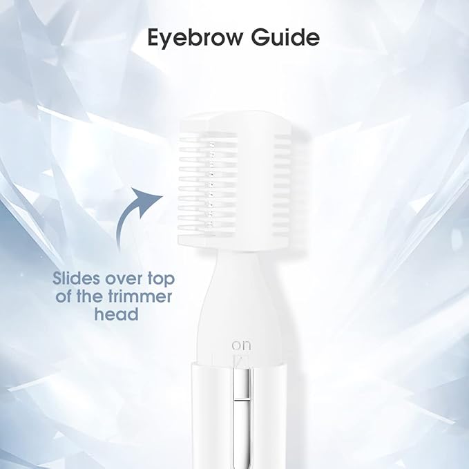 TOUCHBeauty Eyebrow Hair Trimmer for Women, Painless Precision Eyebrow Shaper, Pen-Shaped Hair Remover Razor for Face Chin Neck, Upper-Lip, Peach-Fuzz Mini Sized Battery-Operated, White, 1658A