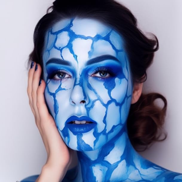 BOBISUKA Blue Face Body Paint, Oil-based Cream Painting Kit, Blendable Facepaint for Halloween Avatar Smurf Mystique Cosplay, Costume, Parties, Stage, Theater, SFX Special Effect Makeup（2.1 Fl.oz）