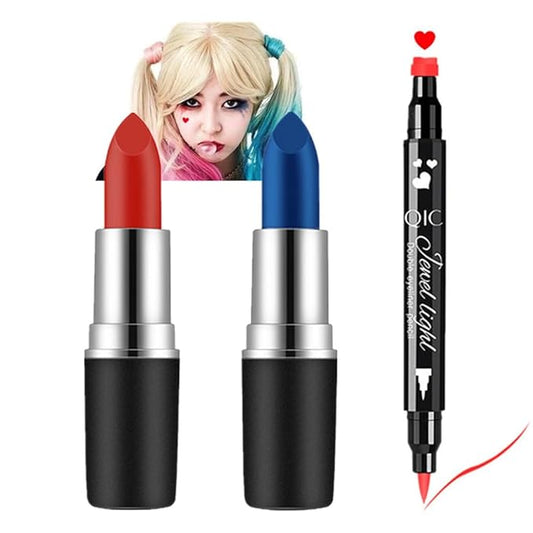 Mysense Face Paint Kit for Halloween Costume Cosplay Party Makeup for Women Girls Kids, Red & Blue Face Body Painting Cream Blendable Sticks Red Liquid Eyeliner Stamp Pen Accessories Set