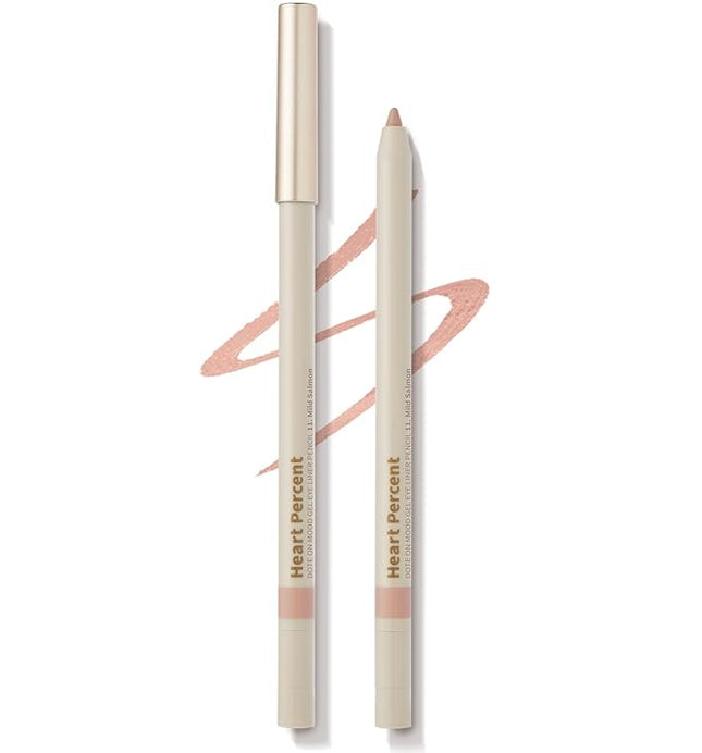 Heart Percent Dote On Mood Gel Eyeliner Pencil – Long-Lasting Waterproof Smudge Proof Smooth Retractable, Aegyo Sal Makeup, Under Eye Highlighter with Built-In Sharpener, #11. Mild Salmon