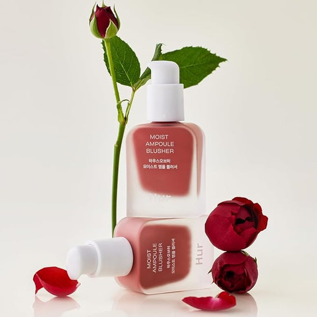House of Hur Moist Ampoule Blusher with 50% Moisture Essence | Hydrating & Long-Lasting Blush | 0.33 fl. oz. (9 Shades) - Rose Brown