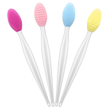Silicone Lip Scrub Brush - Double-Sided Exfoliating Tool for Dark and Chapped Lips, Cleaner for Smoother and Fuller Appearance（4PC）