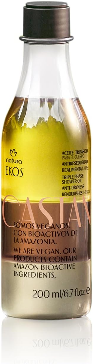 Natura - Ekos Castanha Triple Phase Body Oil - Nourishing Amazonian Brazil Nut Oil with Omega 6 & 9 - Vegan Hydrating, Softening & Fragrant Moisturizer - 6.7 fl oz (200 ml)