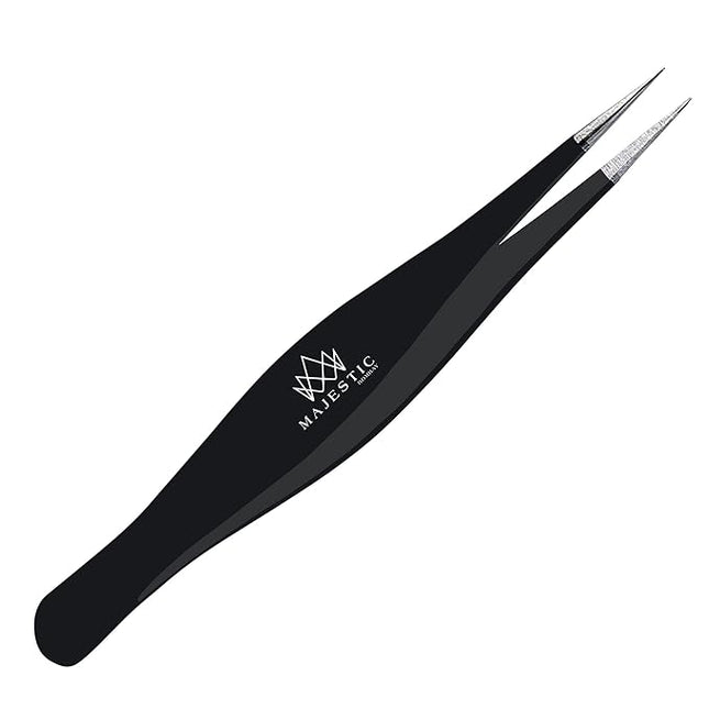Surgical Tweezers for Ingrown Hair - Precision Sharp Needle Nose Pointed Tweezers for Splinters, Ticks & Glass Removal - Best for Eyebrow Hair, Facial Hair Removal(1 pack pointed, black)