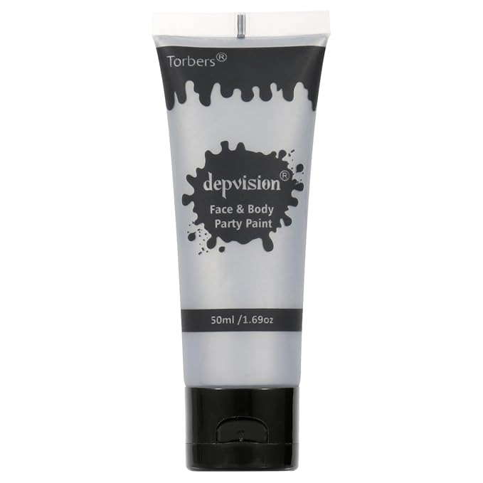 Depvision Face and Body Paint 1.7oz Cream Makeup 50ml Water Based Face Painting Special Effects For Adults Children Kids Halloween Christmas Party Stage Cosplay (Silver)