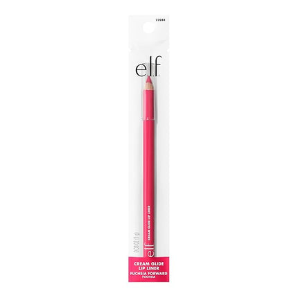 e.l.f. Cream Glide Lip Liner, Highly-Pigmented Pencil For Shaping & Sculpting Lips, Semi-Matte Finish, Vegan & Cruelty-Free, Fuschia Forward