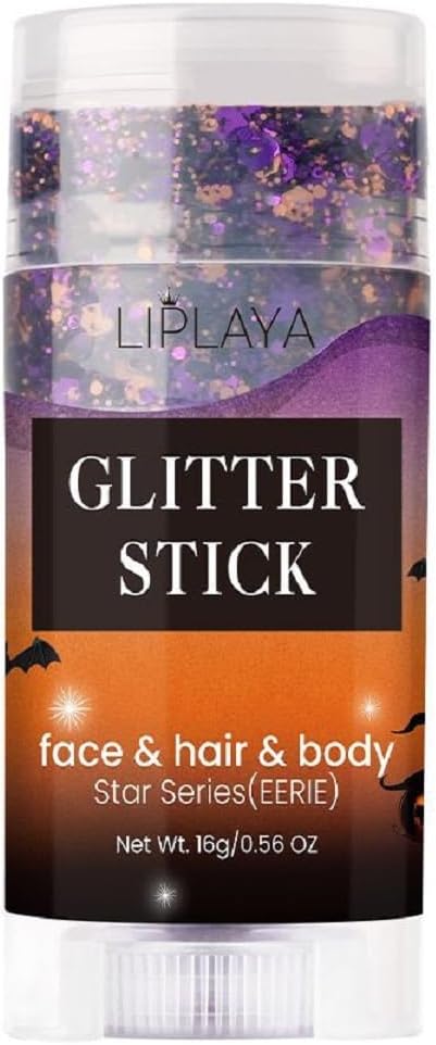 Face Glitter Stick,Holographic Sequins Paint Sparkling Body Glitter Gel Makeup for Women. (Black &Orange &Purple)