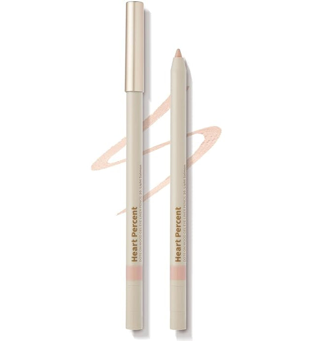 Heart Percent Dote On Mood Gel Eyeliner Pencil – Long-Lasting Waterproof Smudge Proof Smooth Retractable, Aegyo Sal Makeup, Under Eye Highlighter with Built-In Sharpener, #10. Light Salmon