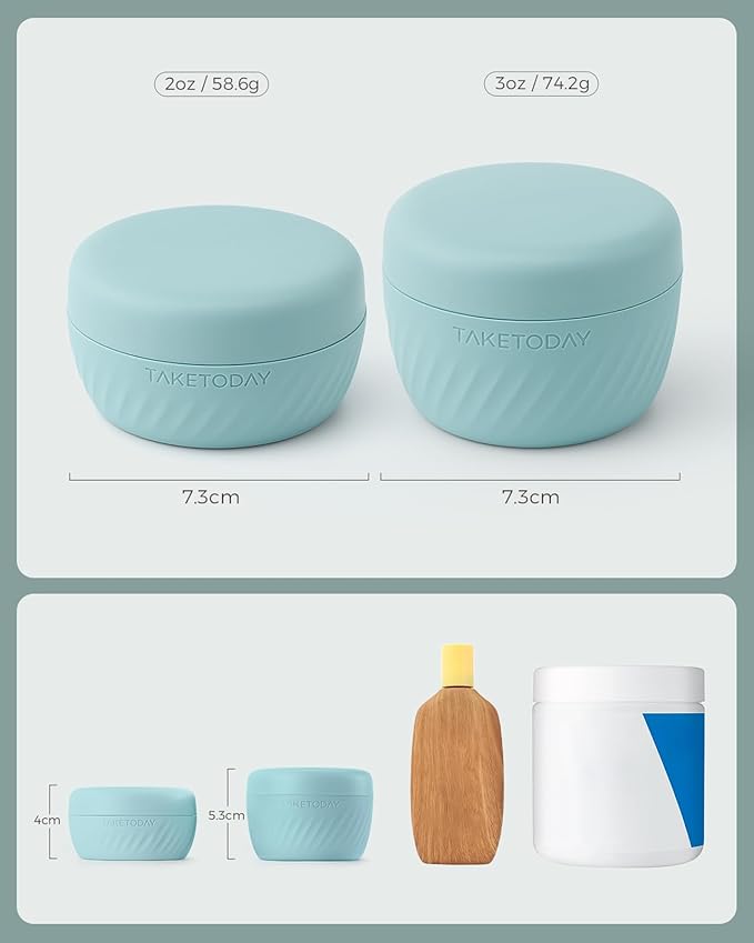TakeToday Travel Containers for Toiletries, Leak-proof, TSA Approved, Refillable Silicone Cream Jars with Lid Travel Size Essential for Cosmetic toiletry Cream, 2&3oz, 4 Pack (Grey)