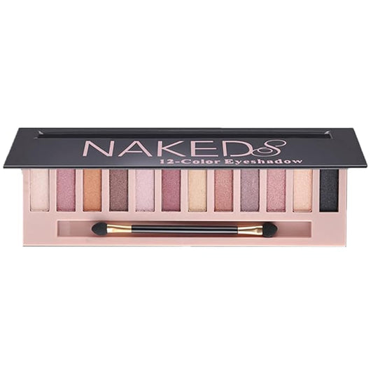 12-Color Nude Eyeshadow Palette - Natural Nude Matte & Shimmer Glitter Pigment Eye Shadow Palette Set - Waterproof Smokey Professional Beauty Makeup Kit (B Shimmer)