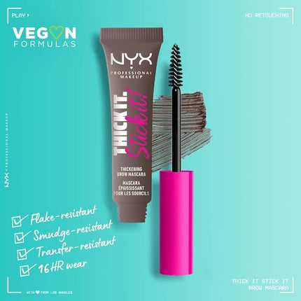 NYX PROFESSIONAL MAKEUP Thick It Stick It Thickening Brow Mascara, Eyebrow Gel - Cool Ash Brown