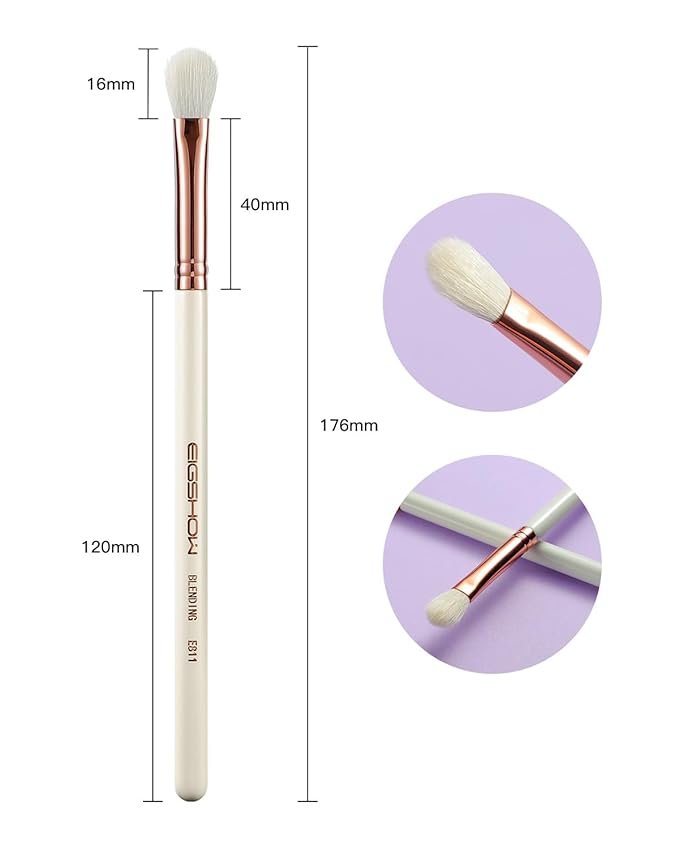 Premium Blending Brush, Professional Makeup Brush For Blending, Smudging Eyeshadow, Essential Eye Shadow Brush with Saikoho Goat Hair - Ivory