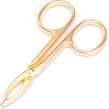 2 Pieces Tweezers Scissor Handle Straight Tip Scissor Shaped Eyebrows Tweezers for Hair Plucker Remover Facial Hair Eyebrows Care (Golden)