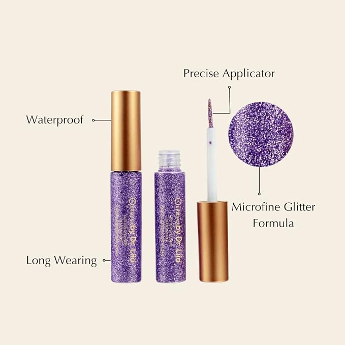 by Dr. Liia Hypoallergenic Eyeliner, Glitter Liquid Eyeliner I Gluten Free and Vegan for Sensitive Skin (5: Purple)
