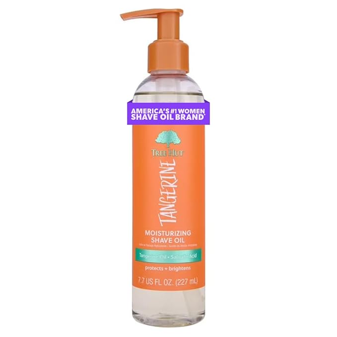 Tree Hut Tangerine Moisturizing & Hydrating Bare Shave Oil, Made with Soothing Jojoba Oil, Gel-to-Oil Formula Helps Prevent Razor Bumps, Ingrown Hairs, & Skin Irritation, 7.7 fl oz