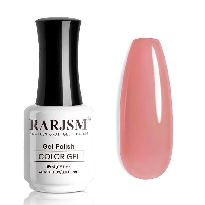 RARJSM Nude Gel Nail Polish Candy Pink Neutral Skin Tone Sheer Jelly Gel Polish 1PC 15ml Single Bottle Cream Transparent Pink Nail Gel Polish Soak off UV LED Cured for Home Salon DIY Manicure