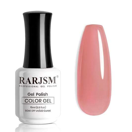 RARJSM Nude Gel Nail Polish Candy Pink Neutral Skin Tone Sheer Jelly Gel Polish 1PC 15ml Single Bottle Cream Transparent Pink Nail Gel Polish Soak off UV LED Cured for Home Salon DIY Manicure