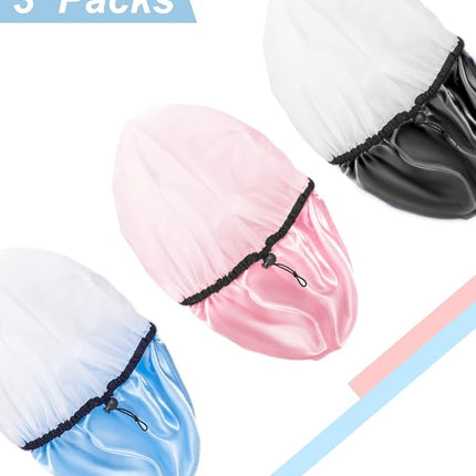 Auban Shower Cap for Women, Adjustable Reusable, Extra Large, Double-Layer Waterproof Bathing cap, Waterproof Exterior, EVA Lining, Hair Cap for All Hair lengths, 3 Colors